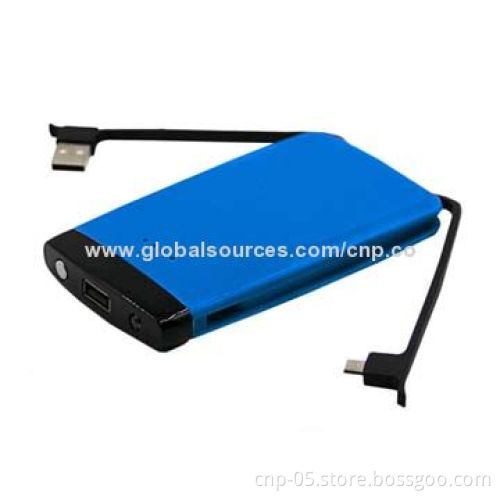 6,000mAh Power Bank with Built-in Charging Cable, Dual Output
